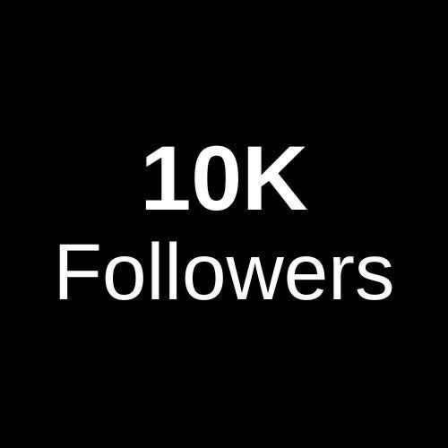 the words 10k followers written in white on a black background