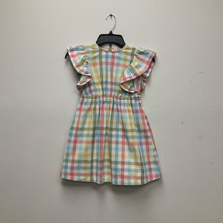 Dress For Girls Is In Brand New Condition With Tag Casual Flutter Sleeve Dress For Playdate, Casual Multicolor Sundress For Playtime, Casual Multicolor Sundress For Playdate, Yellow Short Sleeve Dress For Playdate, Casual Yellow Dress With Flutter Sleeves, Casual Yellow Dress For Playtime, Okie Dokie, Dress For Girls, Kids' Dresses