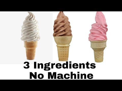 three ice cream cones with the words 3 ingredients no machine