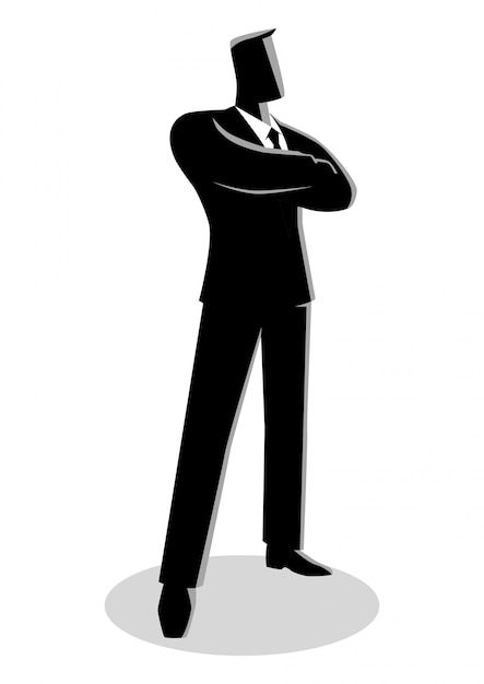 a black and white silhouette of a man in a suit with his hands on his head