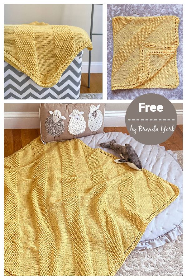 an image of a yellow blanket on the floor with text overlay that reads free crochet baby blanket pattern