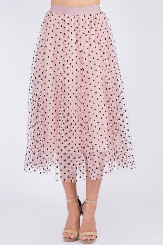 Cute as a button! This gorgeous pink with black polka dots midi skirt is perfect for engagement shoots, as part of a bridesmaid outfit, worn as a maternity skirt over your growing bump, dressed up with our Billie short top and pearls, dressed down with denim button up shirt and/or sweater, the options are endless with this fun and gorgeous piece. Feminine and polished, this skirt will get plenty of use as it will quickly turn into your favorite skirt. 100% polyester, tulle/mesh Dots Outfit, Polka Dot Midi Skirt, Cute As A Button, Maternity Skirt, Bridesmaid Outfit, Black Polka Dot, Dress Romper, Engagement Shoots, Dressed Down