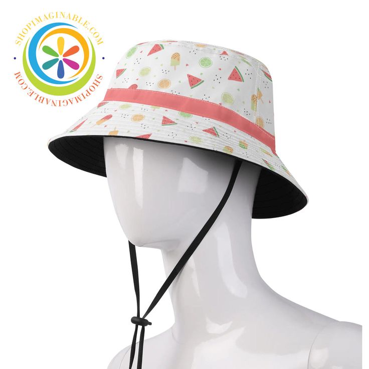 This unisex bucket hat is perfect for everyone looking for protection from the sun while staying stylish and comfortable. The lightweight and breathable design makes it ideal for beachside, poolside, cottage, or everyday wear. With a fun and quirky watermelon and popsicle print, this hat adds a splash of color to any outfit, allowing you to live life in full color. Perfect for any occasion, this bucket hat is a must-have accessory for those who love to stand out and have some fun in the sun. We create Funky Hats for EVERYONE which look amazing all the time...Wear them out for any occasion, any condition - new or old and of course, at any time of the year! Live life in full color with our Bucket Hats - one-of-a-kind creations to fall in love with. We can customize it with your face or any t Summer Bucket Hat With Adjustable Fit For Vacation, Adjustable Summer Bucket Hat For Vacation, Trendy Lightweight Adjustable Bucket Hat, Summer Hats For Outdoor Activities, White Bucket Hat For Spring Outdoor Activities, Casual Sun Hat For Summer Outdoor Activities, White Adjustable Summer Sun Hat, Trendy Summer Outdoor Bucket Hat, Adjustable White Bucket Hat For Vacation