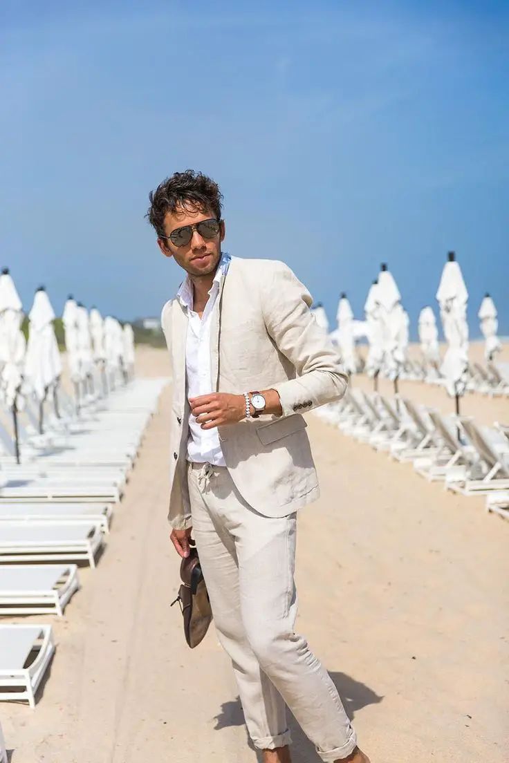 23 Ideas for Beach Wedding Attire for Men | Groom, Casual, Semi-Formal, Linen, and More Men Linen Suits, Men Linen Suit, Linen Wedding Suit, Mens Beach Wedding Attire, Linen Suits For Men, Beach Wedding Suits, Summer Wedding Suits, Summer Suits Men, Beach Formal