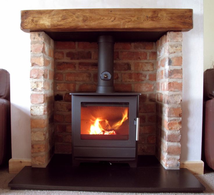 a wood burning stove in a living room