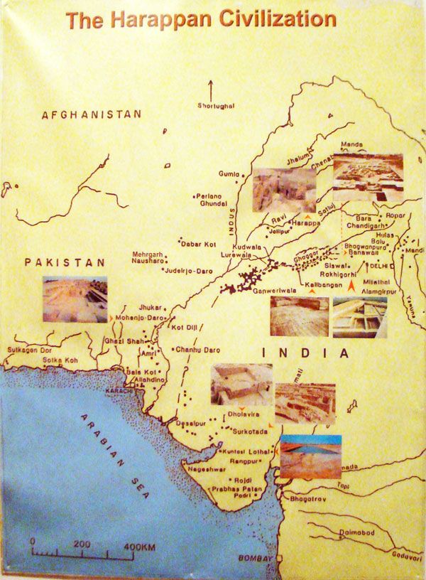 an old map shows the location of the harrapan civilization in pakistan and india