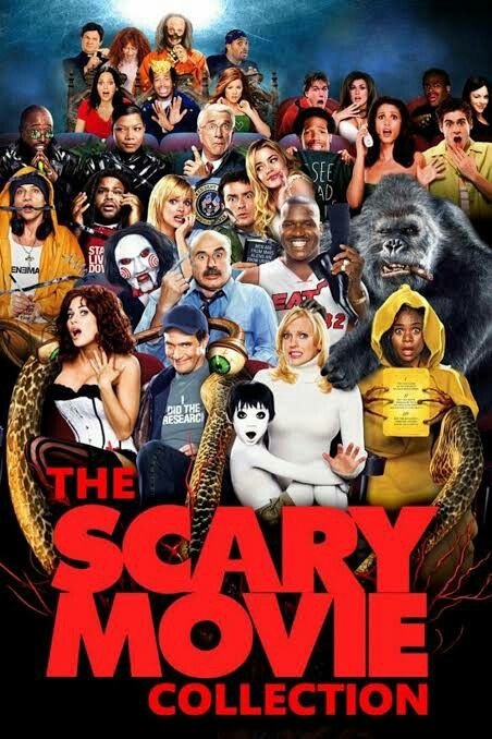 the scary movie collection on dvd with many different actors and characters in front of them