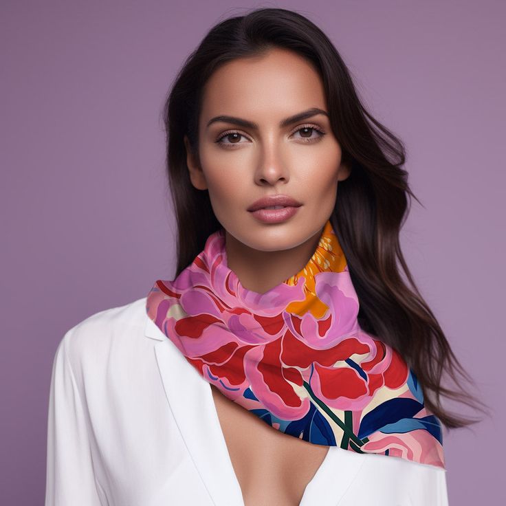 Step into the world of timeless elegance with our Peonies Silk Scarves Collection, where luxury meets versatility in a symphony of design. Each scarf in our collection is more than an accessory—it's a statement, a work of art that gracefully complements any ensemble with a polished, sophisticated flair. Here's why our Peonies Silk Scarves Collection stands out: Pure Indulgence: Fashioned from 100% pure, super luxurious high-end silk habotai, our scarves are a touch of extravagance that you can d Elegant Silk Scarf For Summer Gift, Elegant Silk Scarf For Summer, Elegant Multicolor Wedding Scarf, Elegant Multicolor Wedding Scarves, Luxury Silk Scarf As Gift, Elegant Floral Print Wedding Scarves, Luxury Silk Scarf Gift, Luxury Pink Silk Scarf For Formal Occasions, Luxury Silk Scarf For Spring