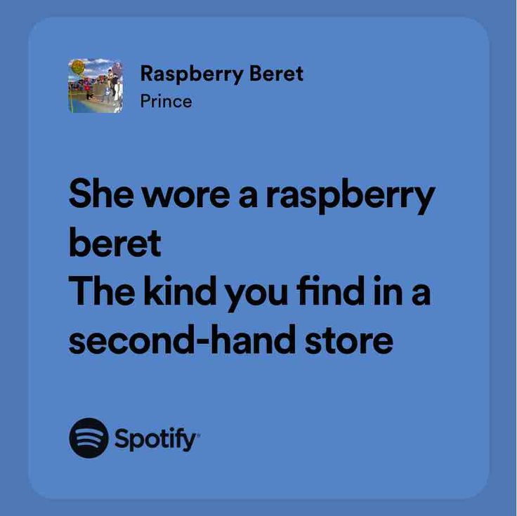 a blue background with the words, she wore a raspberry beret the kind you find in a second - hand store