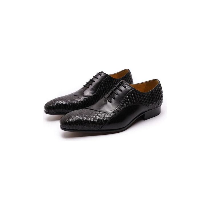 Introducing the LuxeLeather Pointed Toe Oxford, a timeless classic that effortlessly combines luxury and comfort. Crafted with genuine cow leather, this oxford showcases a solid pattern that exudes elegance, while the pointed toe shape adds a touch of refinement. The lace-up closure ensures a secure and comfortable fit, and the genuine leather lining and insole provide ultimate comfort and breathability. Elevate your footwear collection with the LuxeLeather Pointed Toe Oxford - the epitome of so Fitted Italian Leather Oxfords, Fitted Timeless Leather Lace-up Shoes, Italian Leather Shoes For Work, Leather Lace-up Shoes With Leather Lining For Office, Goodyear Welted Leather Lace-up Shoes For Business, Elegant Cap Toe Oxfords For Fall, Elegant Leather Shoes For Derby In Fall, Elegant Black Lace-up Shoes With Leather Lining, Fitted Wingtip Leather Shoes