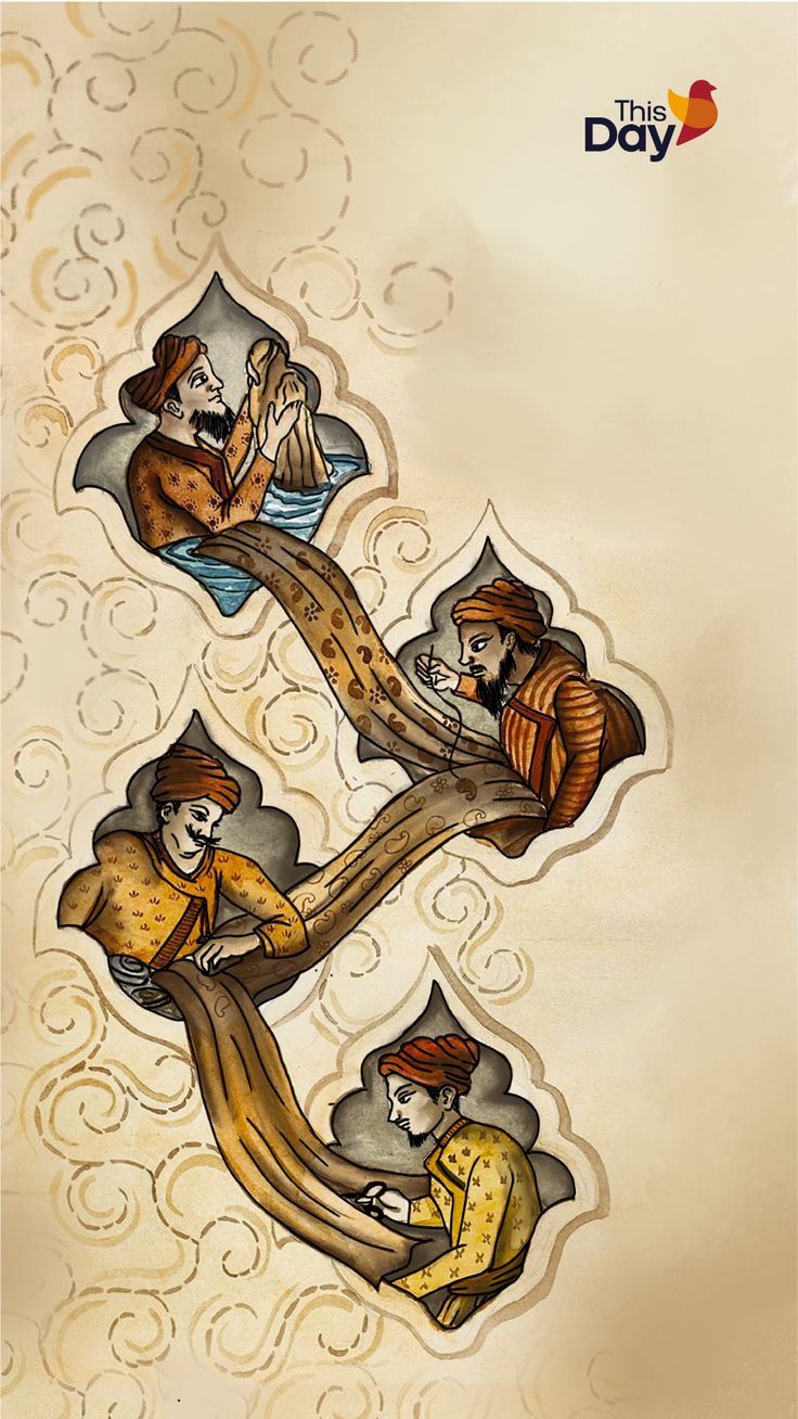 an artistic drawing of people sitting on top of a tree