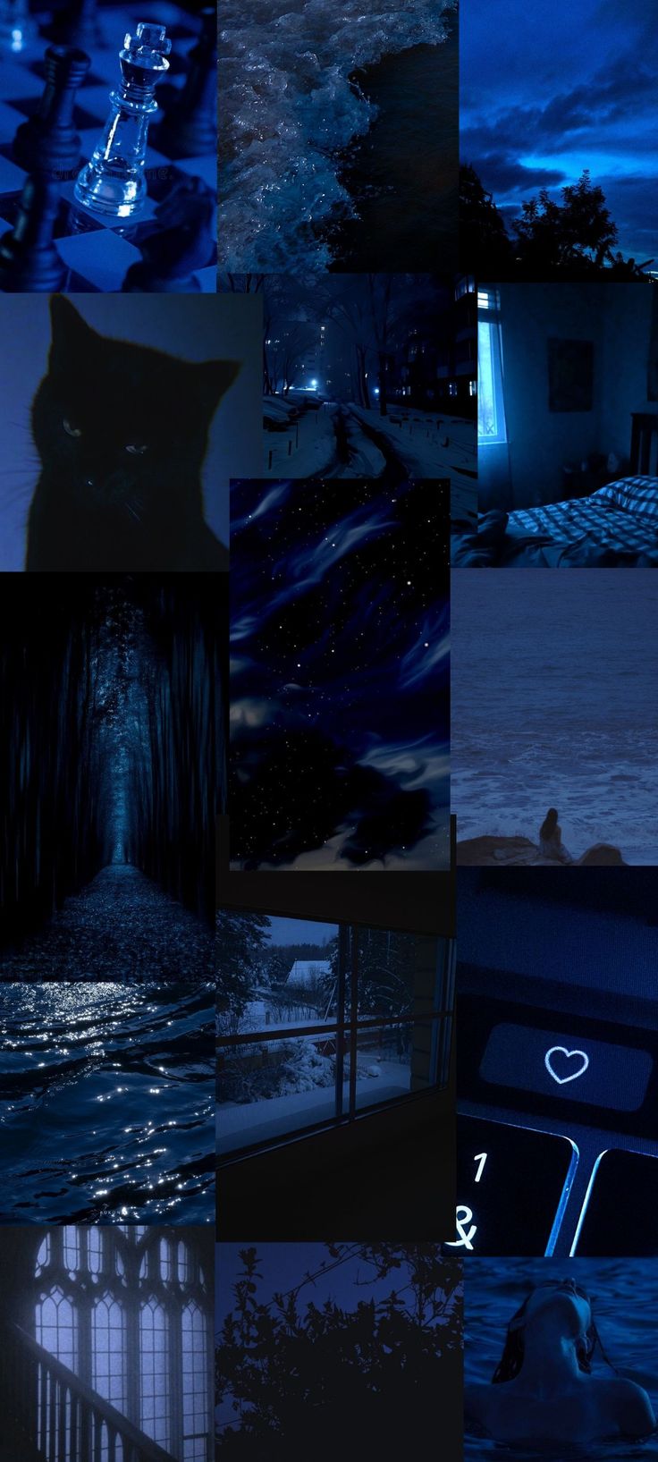 a collage of different images with the same image in blue and black, including a cat's head