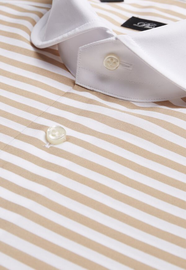 Horizontal Stripe Dress Shirt White Signature Stripes Shirt For Work, Elegant Striped Button-up Dress Shirt, Classic White Shirt With Signature Stripes, Classic Collared Shirt With Signature Stripes, Elegant Vertical Stripes Business Shirt, White Shirt With Signature Stripes For Spring, Spring White Shirt With Signature Stripes, Semi-formal Striped Collared Shirt, Elegant Vertical Stripe Shirt For Business Casual