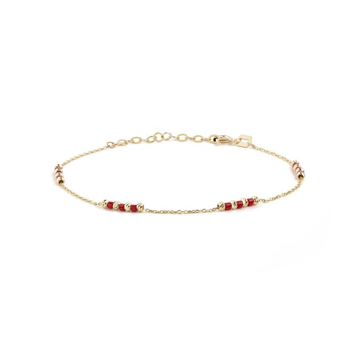 PRICES MAY VARY. DESCRIPTION - Enhance your style with our 14K Solid Gold Red Bead Station Bracelet for Women, a timeless and vibrant piece that adds a touch of elegance and color to your everyday look, perfect for expressing your unique charm and sophistication. SIZE — Here’s the sizes of your new favorite piece! The Bead Diameter: 1.5 mm/0.06 in, Chain Length: 7 in AUTHENTIC MATERIALS — We use only authentic and high quality materials like 14k real gold and diamond and various gemstones. To en Red Gold Bracelet, Gold Jewelry Gift, Station Bracelet, Bracelet Initial, Ruby Bracelet, Gold And Red, Red Beads, Red Bracelets, Simple Bracelets