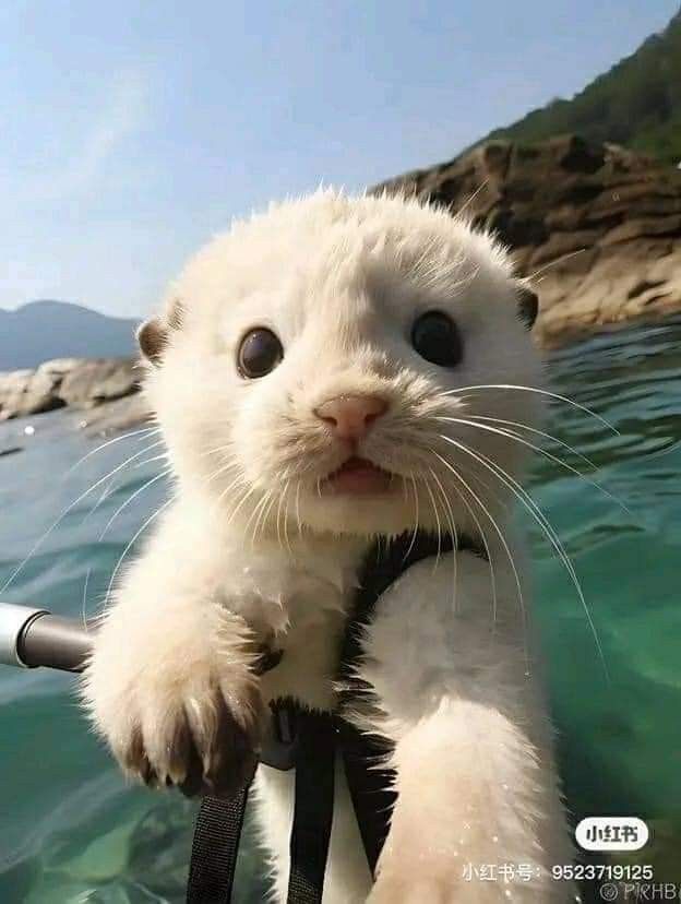 a close up of a cat on a boat in the water with its paws hanging out