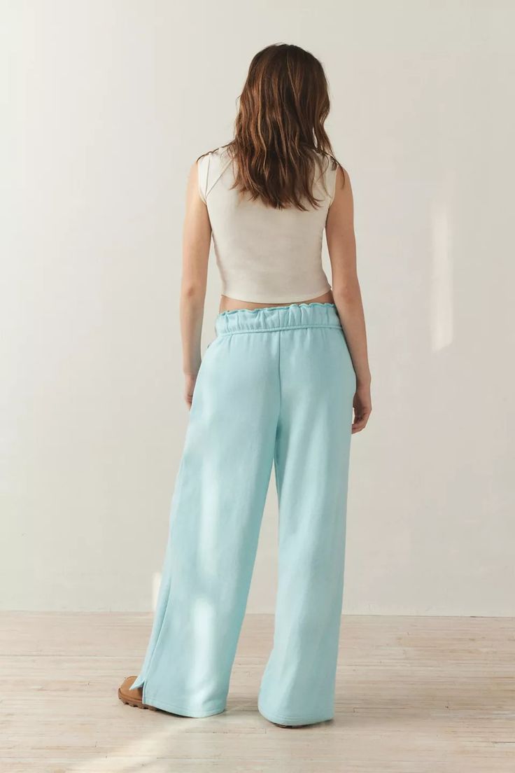 Out From Under Hoxton Sweatpant | Urban Outfitters Comfortable Straight Sweatpants With Pull-on Style, Spring Athleisure Wide Leg Pants, Casual Bottoms With Ribbed Waistband For Spring, Comfortable Pants With Elastic Waistband And Straight Hem, Casual Wide Leg Loungewear Bottoms, Casual Wide Leg Bottoms For Loungewear, Cotton Wide Leg Sweatpants With Pull-on Style, Solid Wide Leg Pants For Spring Lounging, Wide-leg Sweatpants For Lounging In Spring