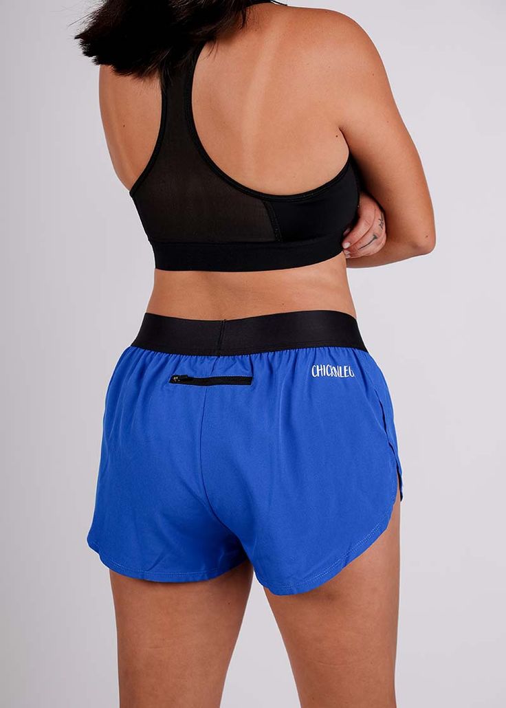 Do you have ChicknLegs? These royal blue shorts are the perfect addition to any run! The ChicknLegs 1.5" split running shorts are known for their lightweight fabric, ultra soft liners, comfortable waistbands, and funny printed designs. Features: ✔ Soft elastic waistband provides a smooth fit that stays in place ✔ Rear zipper pocket to stash the essentials✔ Black mesh liner offers full coverage and breathability✔ Machine washable ✔ 1.5" Inseam and 2.5" Side Split✔ Model is 5'1" - 118 lbs - Size S Functional Bottoms With Built-in Shorts For Marathon, Stretch Shorts For Marathon, Short Bottoms With Built-in Shorts For Marathon, Stretch Activewear Shorts For Running, Moisture-wicking Shorts For Marathon, Blue Breathable Nylon Shorts, Blue Stretch Go-dry Shorts, Blue Stretch Shorts With Go-dry Technology, Stretch Blue Go-dry Shorts