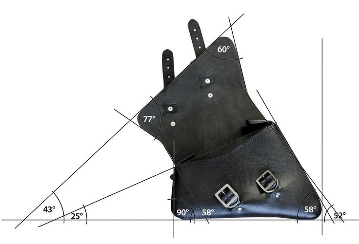 the back side of a black leather glove with two metal buckles and four holes