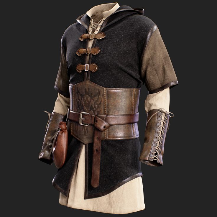 Medieval Outfit-MALE- MD/Clo3d + Smart Material + 4K Textures + OBJ + FBX (vol 41), Zahra.3D on ArtStation at https://www.artstation.com/artwork/dKZvre Merchant Outfit Male, Masculine Medieval Clothing, Hunter Outfit Fantasy Male, Mercenary Outfit Men, Fantasy Knight Outfit Male, Fantasy Male Fashion, Leather Reference, Casual Fantasy Outfit Male, Medieval Clothing Reference