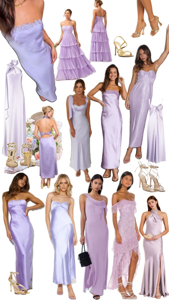 many different types of dresses and shoes for women to wear in the evening or wedding