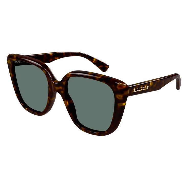 Step out in style with the Gucci GG1169S 003 Havana/Green sunglasses, a stunning addition to your accessories collection. Made by the renowned luxury brand Gucci, these sunglasses are the epitome of high fashion and sophistication. The frame color of these sunglasses is a rich Havana, which complements the green lenses beautifully. The cat eye style gives these glasses a trendy and glamorous look, perfect for adding a touch of elegance to any outfit. The acetate frame material is not only durable and long-lasting but also incredibly stylish. With a lens socket width of 54 and a temple length of 145, these sunglasses are designed to fit comfortably and securely on your face. The bridge size of 20 ensures a flattering fit for all face shapes, making these sunglasses a versatile and chic acce Eye Lens Colour, Oversized Glasses, Gucci Glasses, Green Sunglasses, Green Lenses, Gucci Sunglasses, Chic Accessories, Eyewear Design, Sunglasses Sale