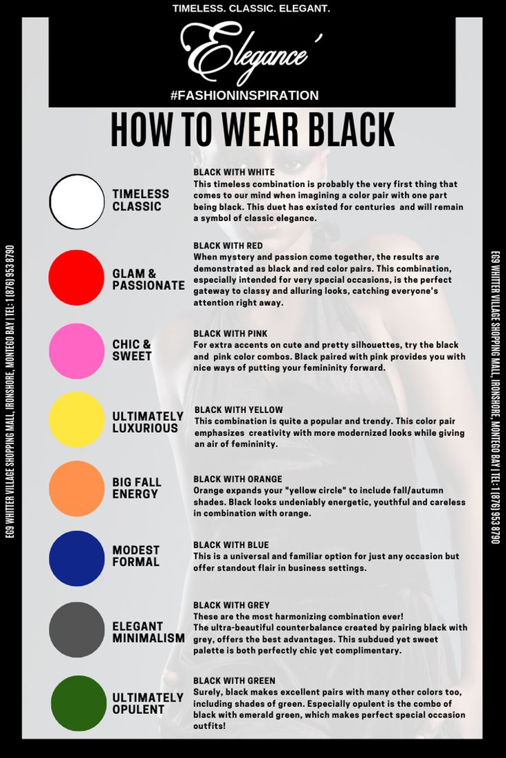 All Black Outfit Colorful Shoes, Black Colour Combo Outfit, Colors That Go With Black Outfits, High Contrast Outfits Color Combos, Color Combos With Black, Black Colour Combination Outfit, Colours That Go With Black, What Color Goes With Black, Black Color Combinations Outfits