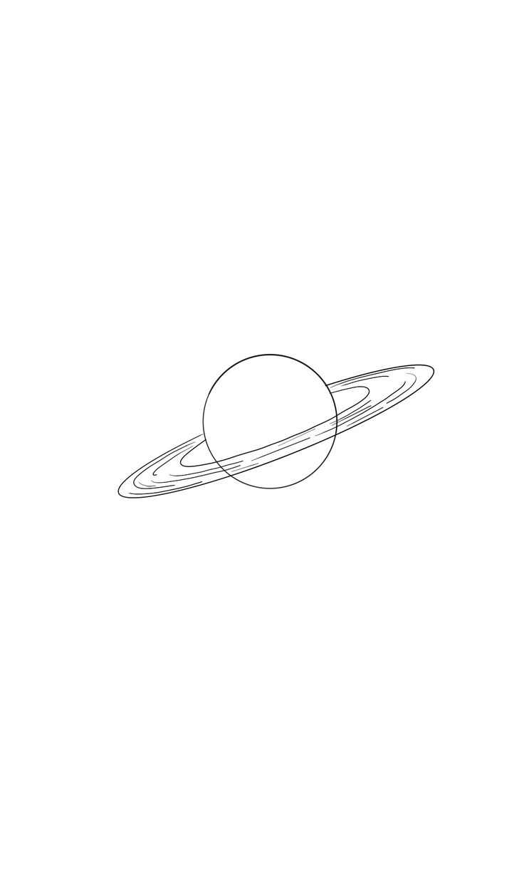 a drawing of the planet saturn with its rings drawn in black ink on a white background