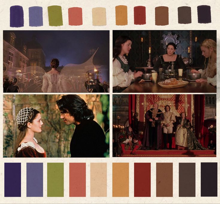 the color scheme for beauty and the beast is shown in several different pictures, including one with