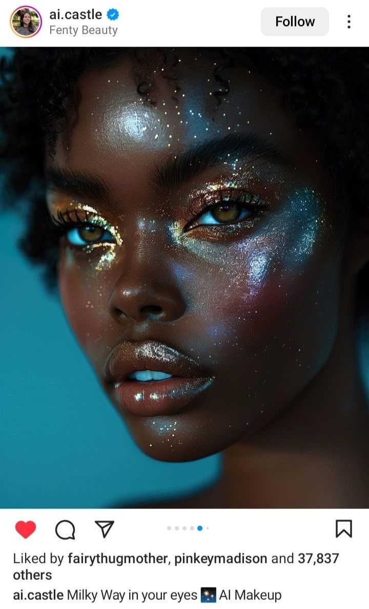 Alien Makeup Halloween Pretty, Caribbean Makeup Look, Mermaid Prom Makeup, Sea Goddess Makeup, Mermaid Makeup Black Women, Jellyfish Inspired Makeup, Pearl Makeup Looks Black Women, Siren Mermaid Makeup, Rainy Makeup