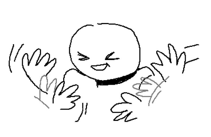 a drawing of a person with their hands out