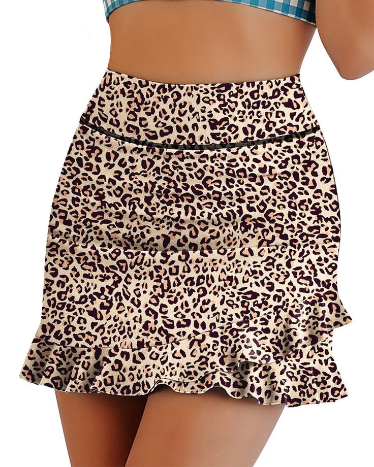 PRICES MAY VARY. Swim Skort Skirts UPF50+ Protection➤ Print ruffled and flowy 2 layered swim skirt bottoms for women adopt quick-drying,4-way stretch, UPF50+ sun protection fabic, well defend your skin from harmful ray. Swimsuit Bottoms with Shorts➤ Skirted swimwear built in brief for extra coverage,enhances your range of motion.The bulit-in shorts/panties and length can give you a sense of security while also showing your fascination. Bathing Suit Skirt with 2 Side Pockets➤ Ruffle swim skirt wi Fitted Mini Skirt With Ruffles, Fitted Ruffled Mini Skirt, Fitted Skirted Shorts With Ruffles, Fitted Ruffled Skort For Summer, High Waist Ruffled Skort, Summer Fitted Skort With Ruffled Skirt, Fitted Summer Skort With Ruffled Skirt, Fitted Mini Skort For Vacation, High Waist Fitted Mini Skirt For Vacation