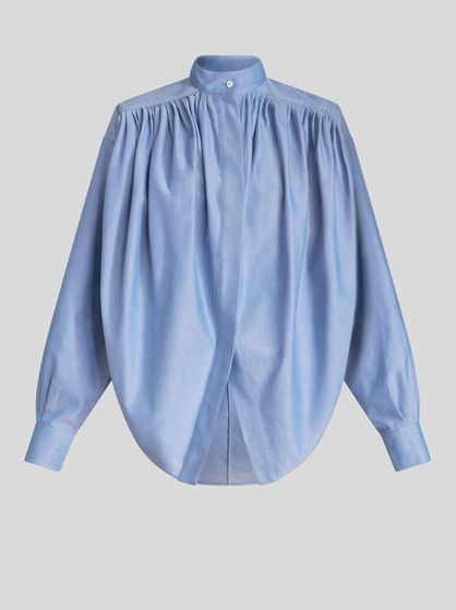 Light blue Oxford cotton blouse ETRO. Discover the entire collection and shop online your favorite women's clothing! Cotton Long Sleeve Shirt, Cotton Blouse, Oxford Shirt, Cotton Blouses, Mandarin Collar, Blue Blouse, Cotton Tops, Favorite Jeans, Moda Operandi