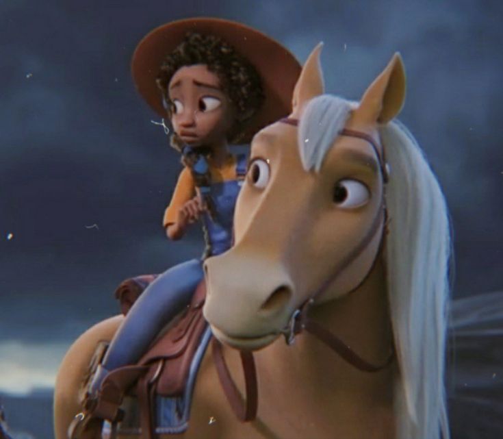 a cartoon character riding on the back of a horse in a scene from toy story