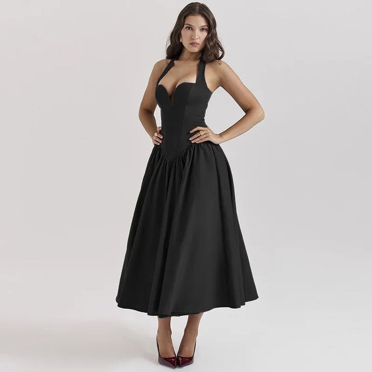 45865432416506|45865432482042|45865432547578 Club Party Dress, Midi Dress Elegant, Backless Midi Dress, Club Party Dresses, Halter Midi Dress, Dress Halter, Lingerie Dress, Midi Dress Sleeveless, Party Dresses For Women