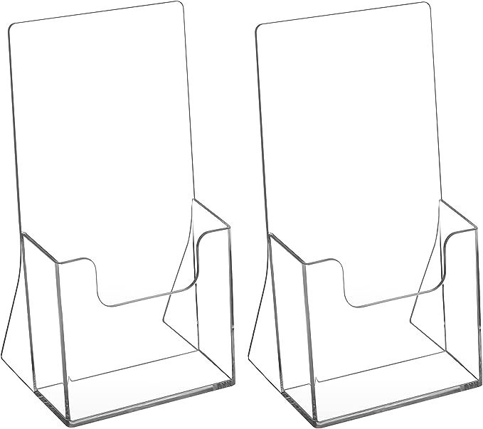 two clear acrylic stands are shown side by side