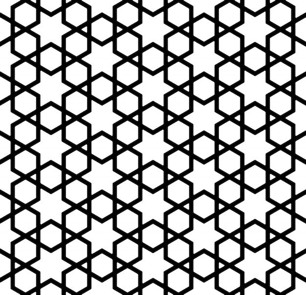 an abstract black and white pattern with intersecting lines in the shape of hexagonals