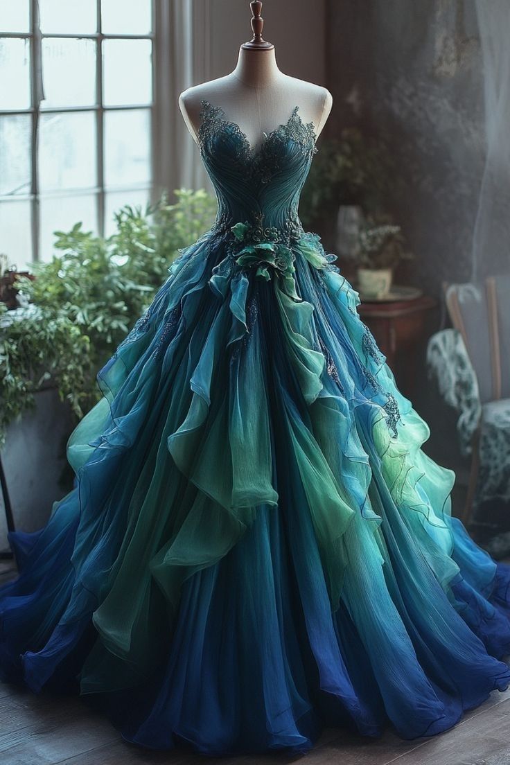 Prom Dresses Teal Blue, Ocean Fantasy Dress, Teal Wedding Dresses The Bride, Teal Wedding Dresses, Teal Wedding Dress, Price Costume, Fairytale Ball, Sunless Sea, Dreamy Gowns