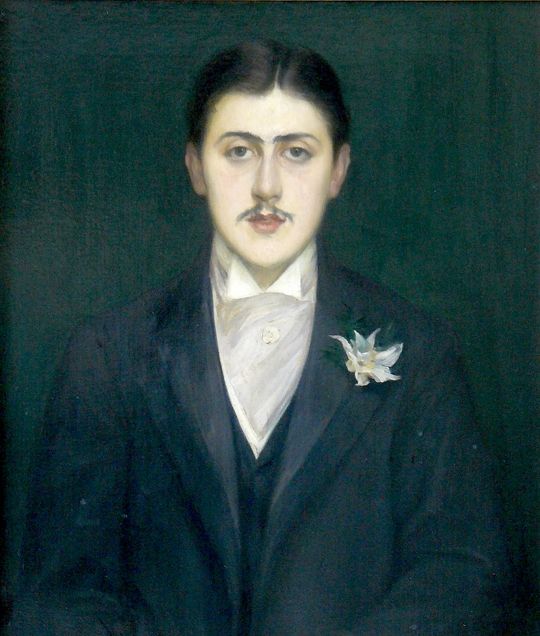 a painting of a man in a tuxedo with a flower on his lapel