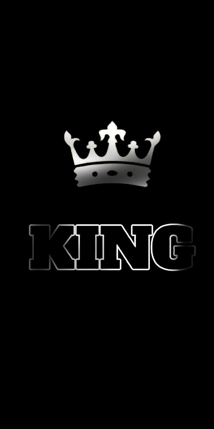 the word king with a crown on it's head in front of a black background