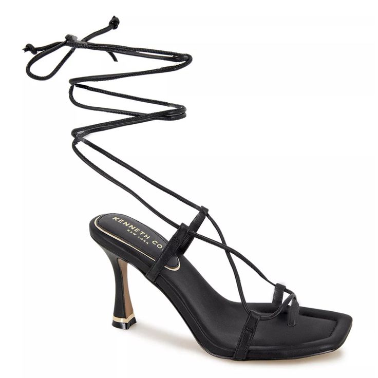 The Kenneth Cole New York Belinda Dress Sandal Features An Ankle Wrap And Toe Thong 3.4" Stiletto Heel Never Worn Fitted Lace-up Sandals With 4-inch Heel For Summer, Evening Toe Post Sandals With Heel Loop, Adjustable Evening Sandals, Strappy Sandals For Summer Nights Out, Summer Sandals With Straps For Night Out, Strappy Sandals For Night Out In Summer, Summer Evening Lace-up Sandals With Heel Strap, Summer Night Out Sandals With Straps, Adjustable Summer Evening Heels