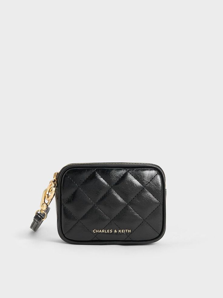 Black Apfra Quilted Wristlet Pouch Elegant Cosmetic Bag With Zipper Closure For On-the-go, Chic Coin Purse Clutch For Mobile Phones, Chic Mobile Phone Bag Coin Purse Clutch, Chic Mobile Phone Bag Coin Purse, Chic Mobile Phone Clutch Coin Purse, Chic On-the-go Wristlet Clutch, Luxury Wallets With Mobile Phone Pouch, Luxury Wallets With Mobile Phone Bag, Chic Rectangular Wallet With Zipper Pouch