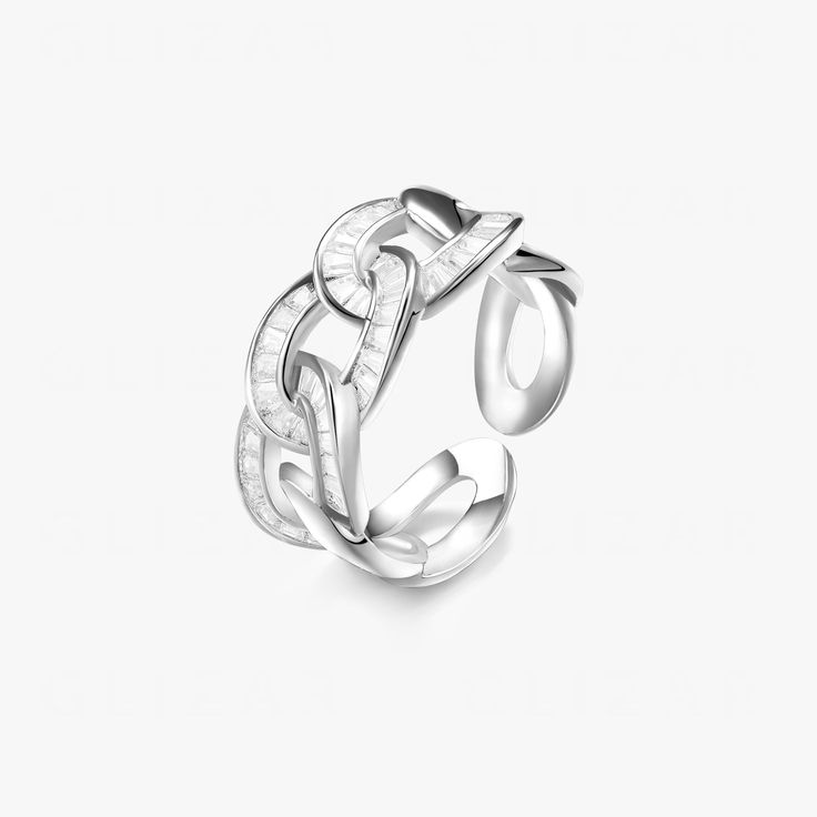 Chunky ring Modern Sterling Silver Rings With Adjustable Chain, Elegant Silver Ring With Adjustable Chain, Elegant Silver Rings With Adjustable Chain, Luxury White Gold Chain Ring, Elegant White Gold Midi Rings, Luxury Silver Rings For Promise, Metal Promise Ring With Adjustable Chain, Luxury Silver Open Ring, White Gold Metal Open Midi Rings