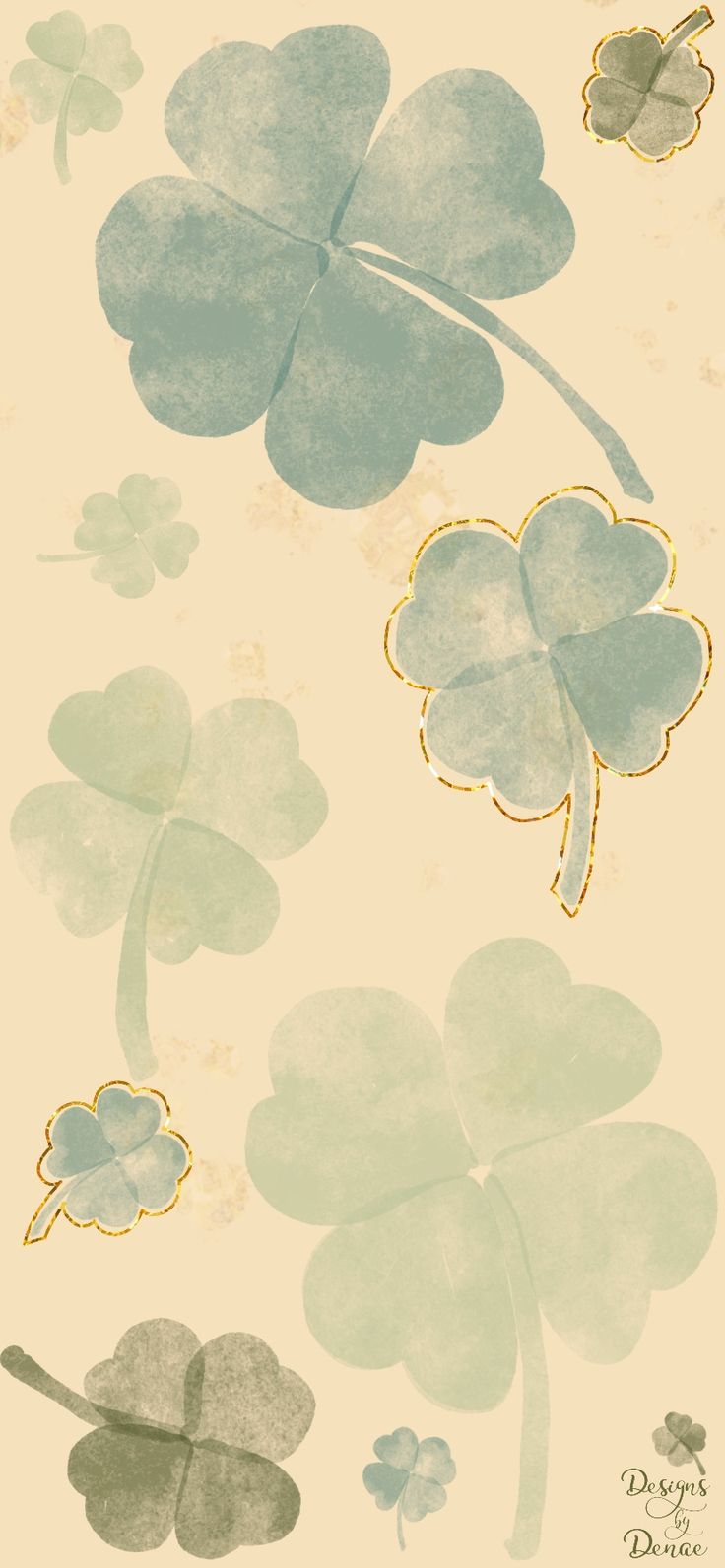 four leaf clovers on a beige background