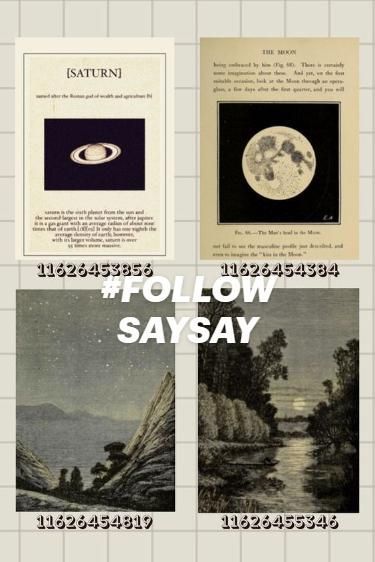 four different pictures with the words follow sayy on them and an image of saturn