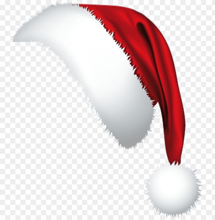 a red and white santa claus hat on a transparent background png image with no background