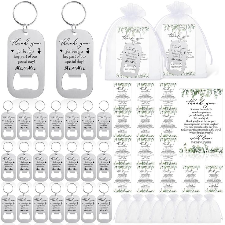 wedding gift set with bottle openers and tags