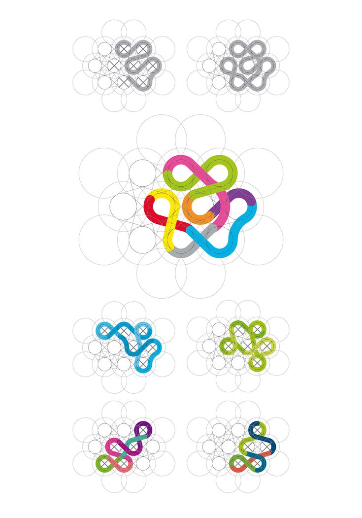 an abstract logo with different colors and shapes