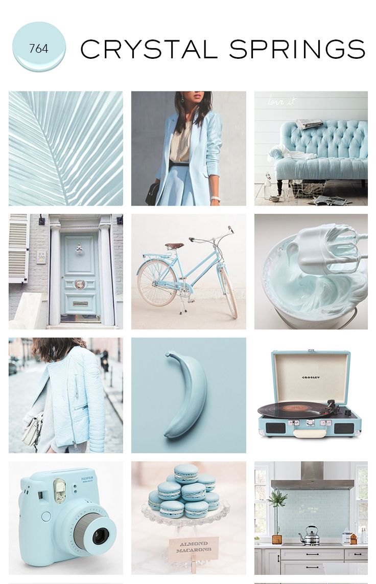 a collage of blue and white images with the words crystal springs written below it