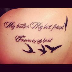 the back of a woman's shoulder with birds flying around it and an inscription that says, my mother my best friend forever in my heart