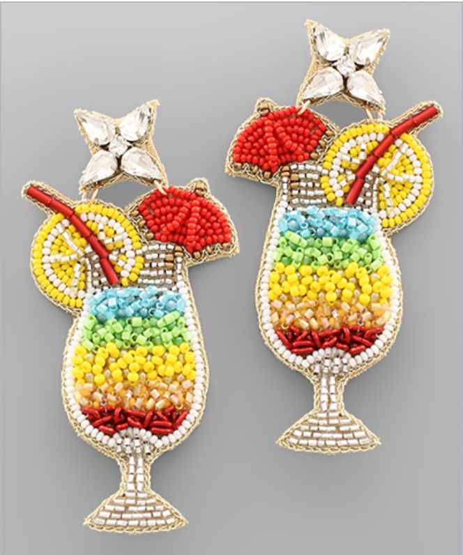 Mix Cocktail Glass Earrings * Acrylic* Glass* Post* 3 "L Fruit Cocktail, Cocktail Earrings, Beach Cruise, Earrings Acrylic, Fruit Cocktails, Earrings Beaded, Cocktail Glass, Seed Bead Earrings, Vacation Beach